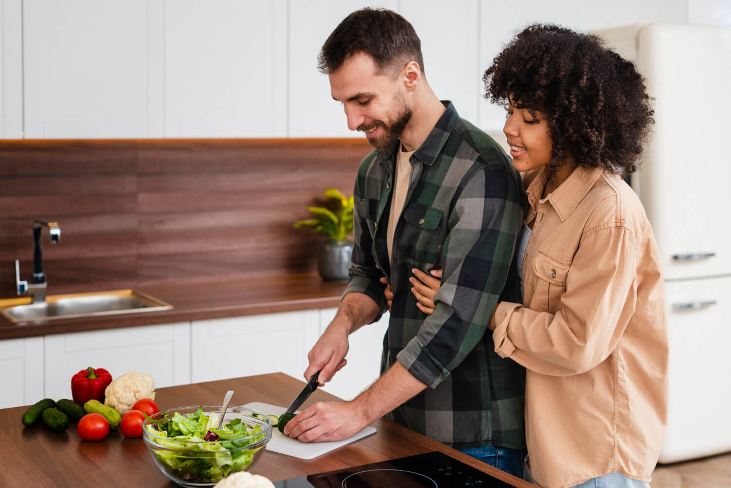 Couple preparing a healthy meal