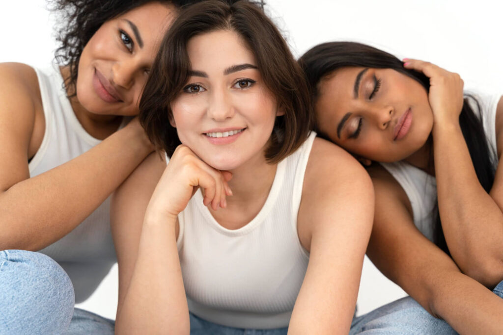 picture of diverse women skin care 35 to 40 years old